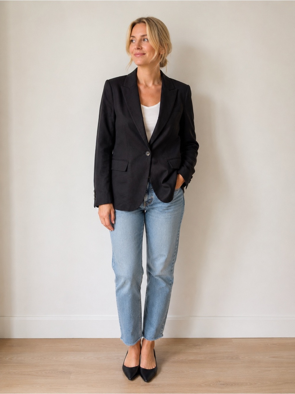 RW&CO. Black Linen Tailored Suiting Blazer 6